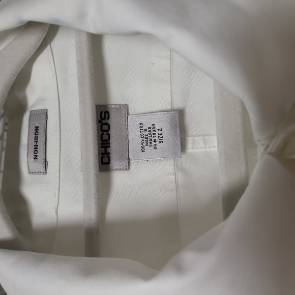 Chico's tunic length white blouse. Wash beautifully Chico's sizing 2 - Picture 2 of 3